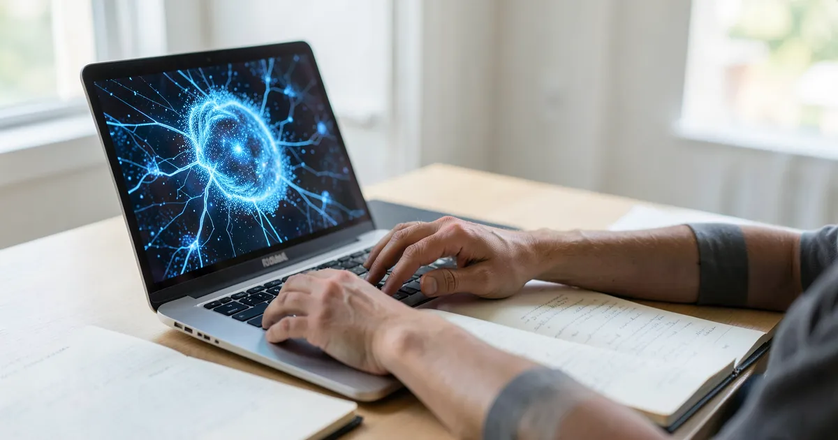 Estudiante utilizando herramienta de inteligencia artificial para generar contenido académico