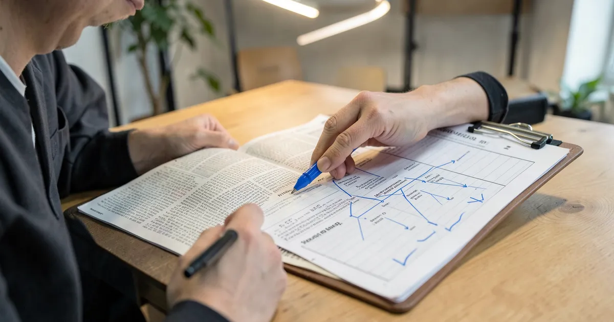 Académico verificando cita APA de artículo periodístico con marcador azul
