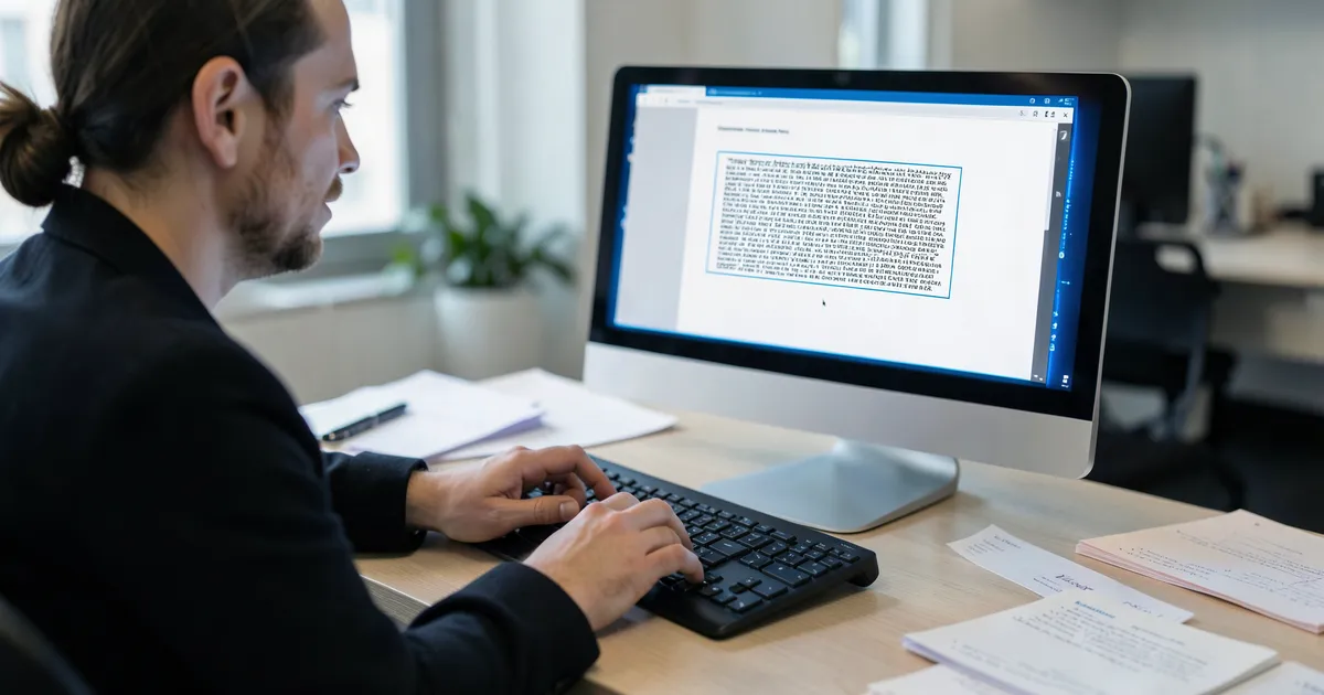 Escritor académico formateando citas de bloques largos en APA en computadora
