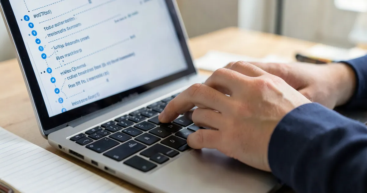 Imagen realista de manos escribiendo y formateando listas con viñetas en estilo APA