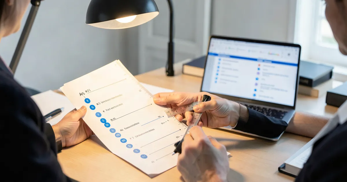Fotografía realista de revisión de listas numeradas formateadas correctamente en APA