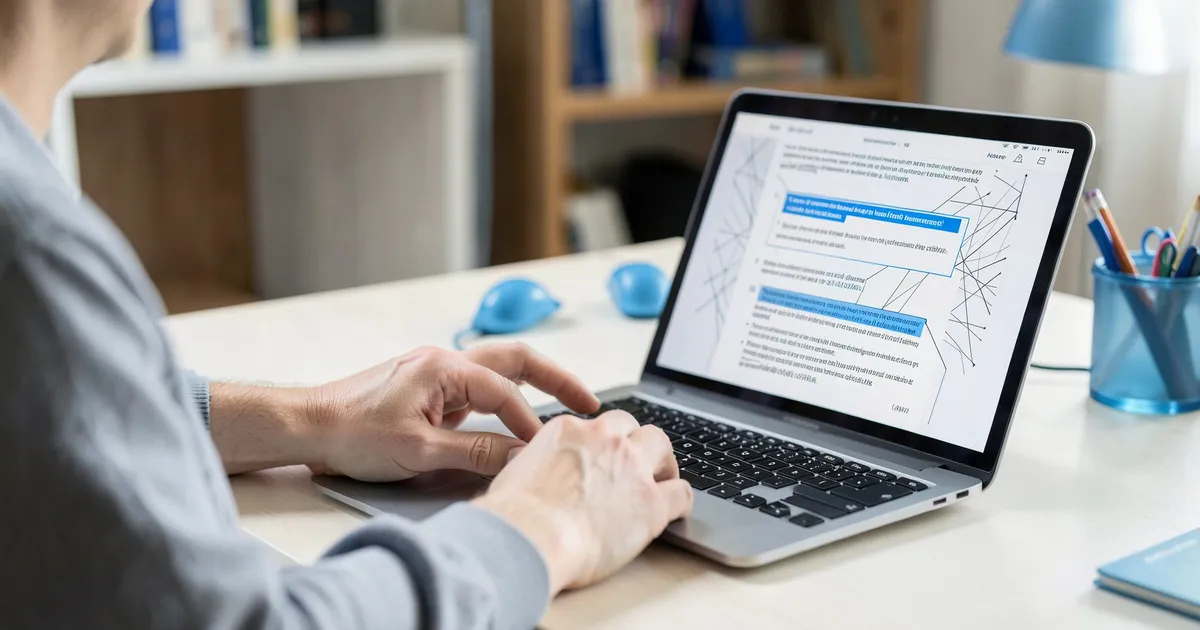 Imagen realista de insertar cita textual en documento académico según normas APA