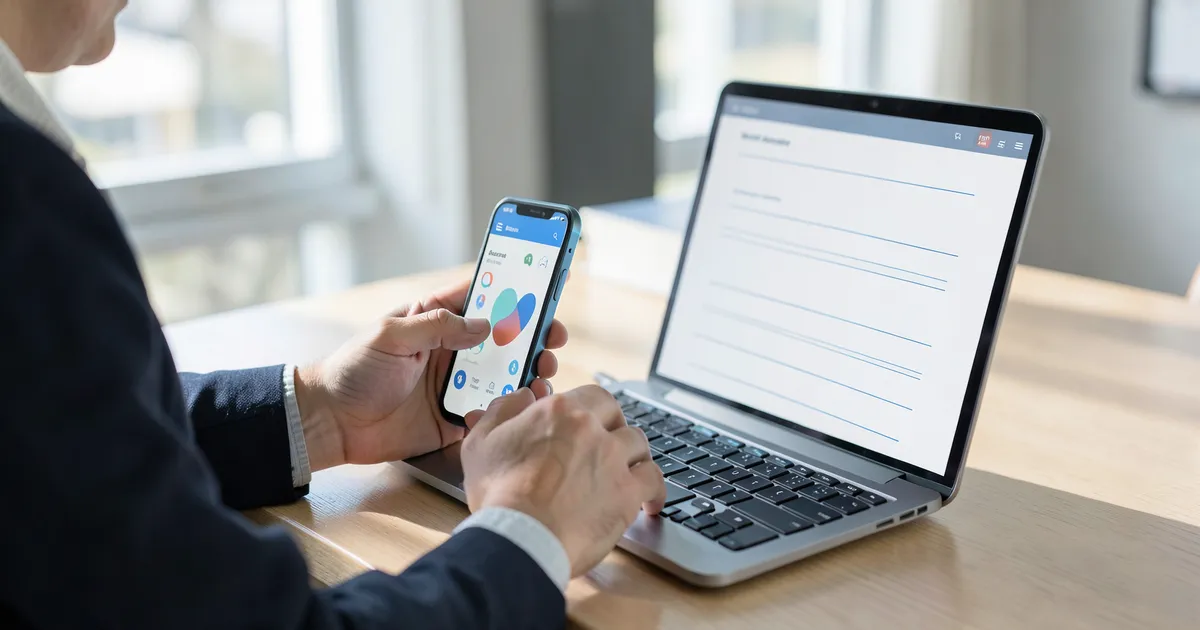 Investigador registrando detalles de app móvil para referencia académica