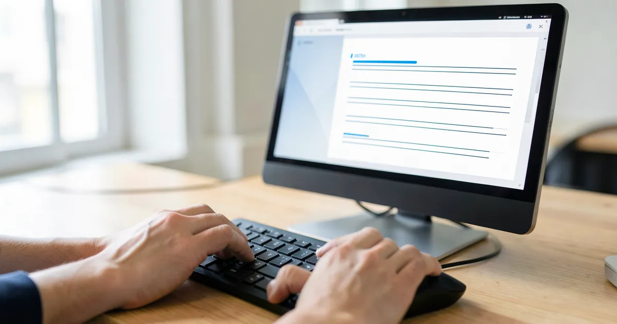 Foto realista de manos ajustando opción de interlineado en software para cumplir normas APA