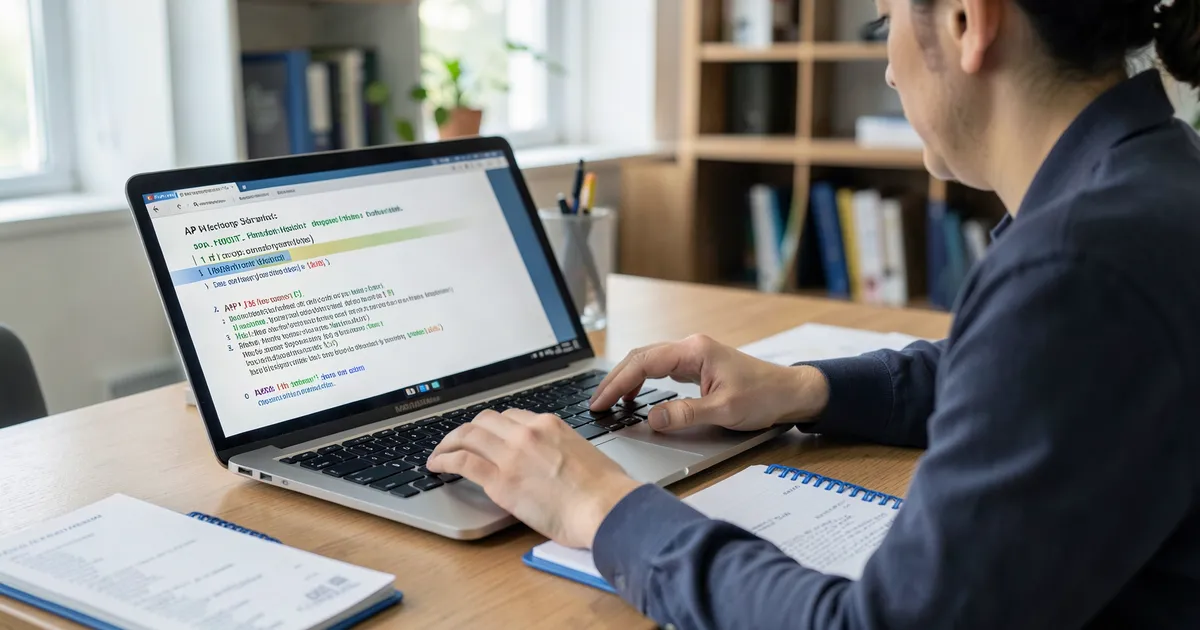 Investigador estructurando fuente de publicación en normas APA en su laptop para mayor precisión académica