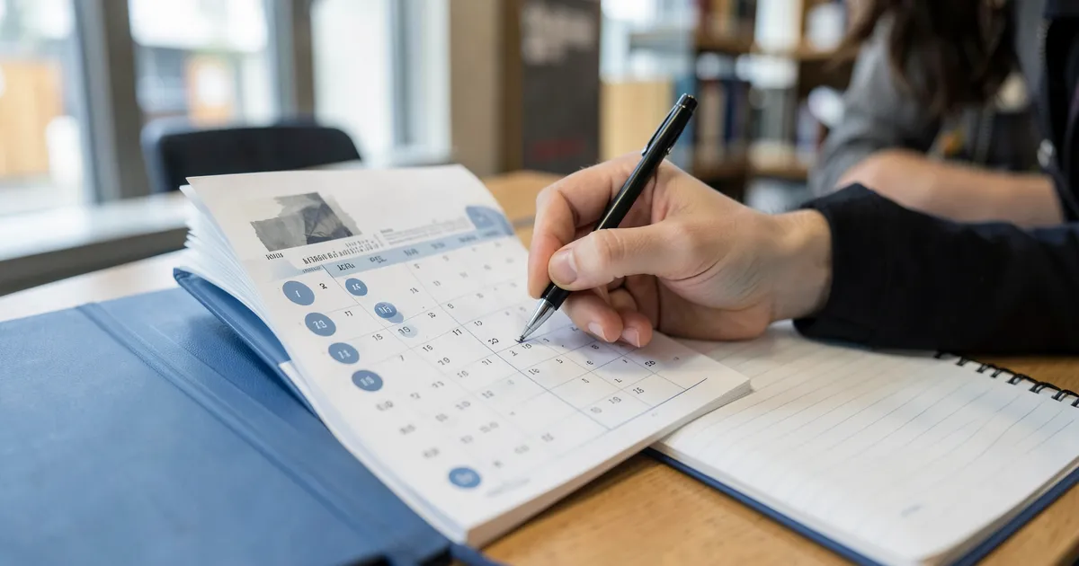 Estudiante seleccionando fecha en calendario para normas APA en español