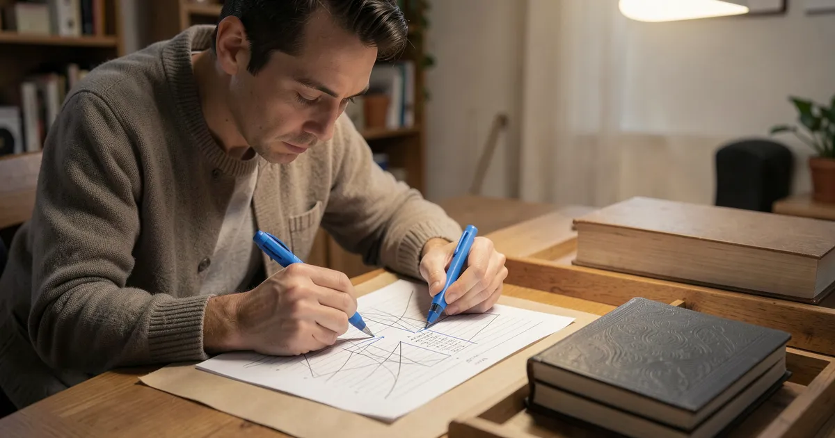 Realistic image of academic writer highlighting dual-author references in APA document preparation