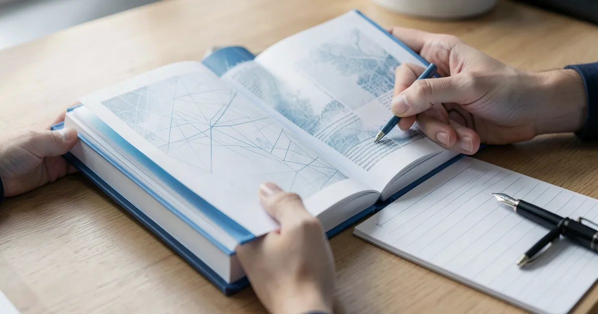 Manos de investigador preparando cita de libro en APA con libro abierto y libreta