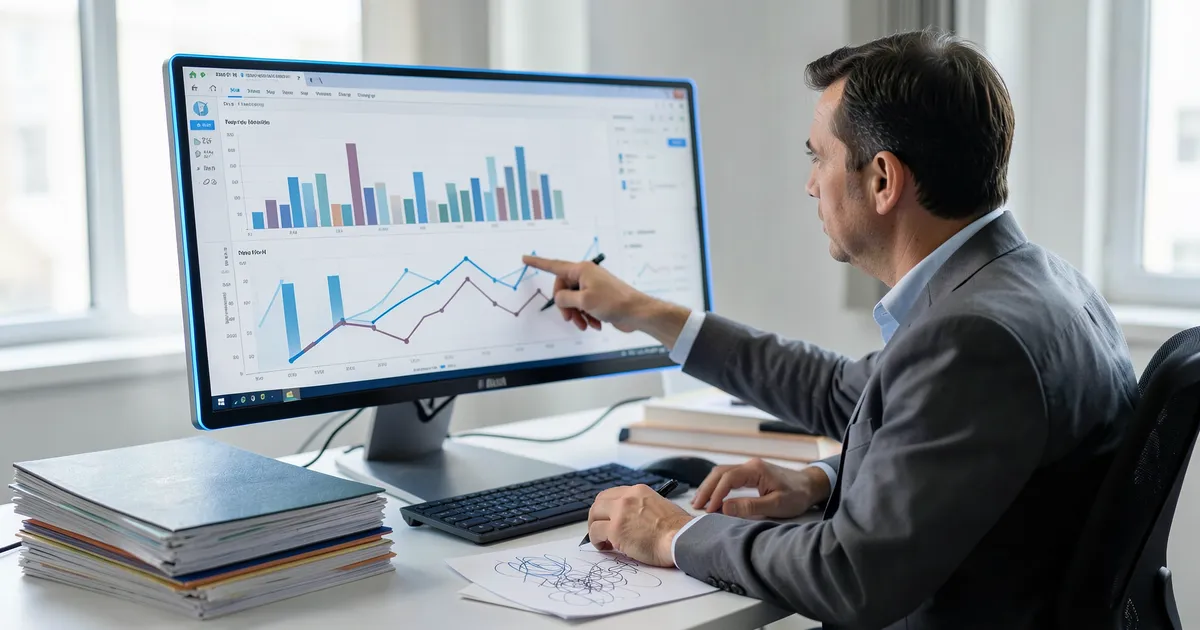 Researcher analyzing data visualizations as part of research methods in APA academic guidelines