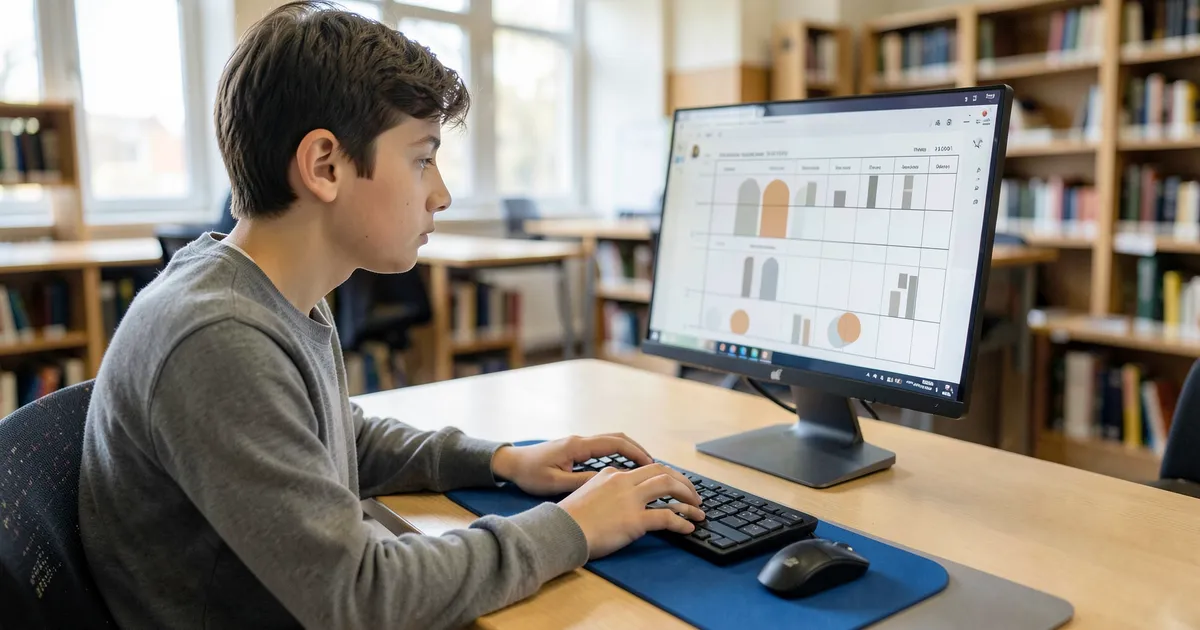 Estudiante universitario formateando tabla APA en computadora siguiendo normas precisas