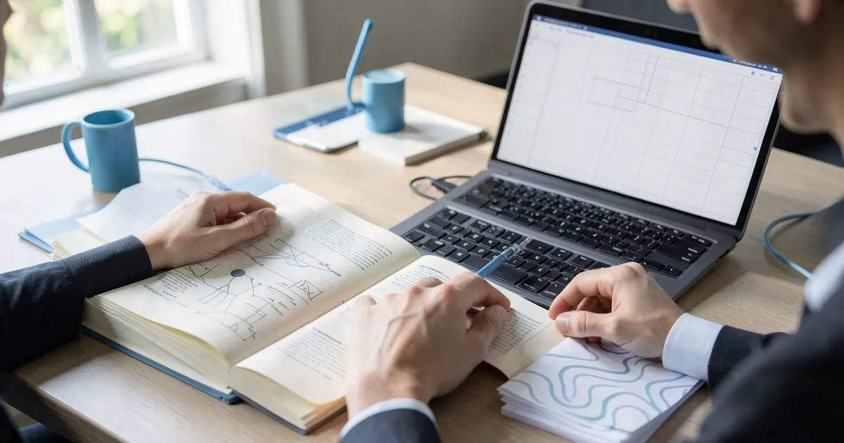 Researcher realistically verifying educational materials for APA referencing