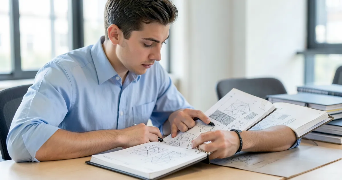 Researcher reviewing technical standards document for APA referencing