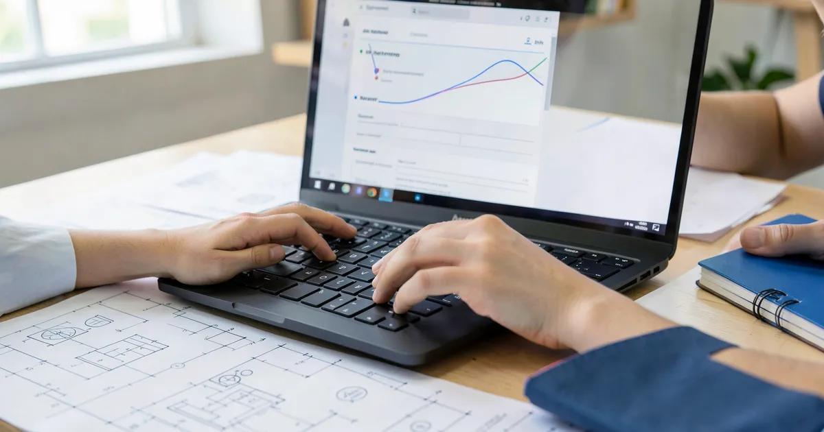 Student entering APA references for quality norms on laptop