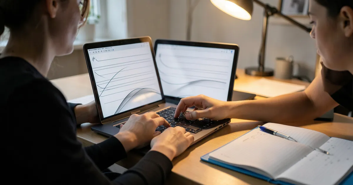 Estudiante universitário aplicando correctamente comillas en estilo APA mientras escribe en laptop