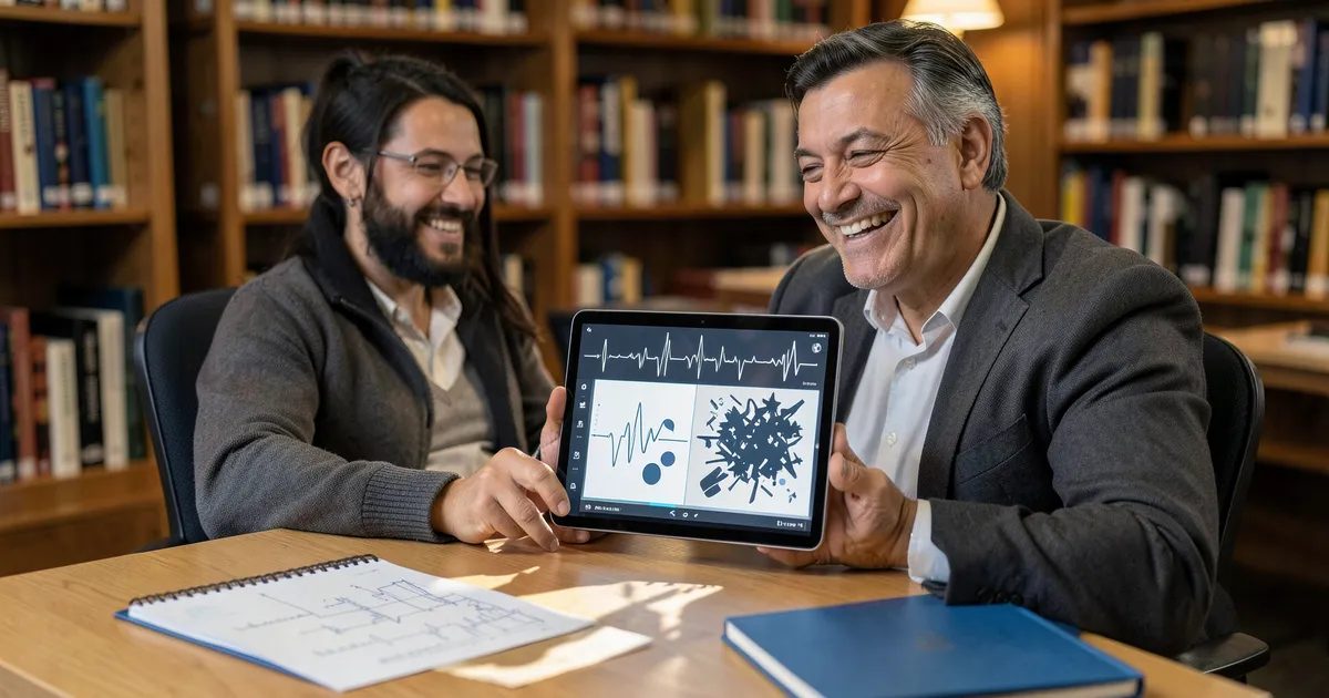 Escritor académico celebrando el uso correcto de mayúsculas y minúsculas en títulos con diseño equilibrado